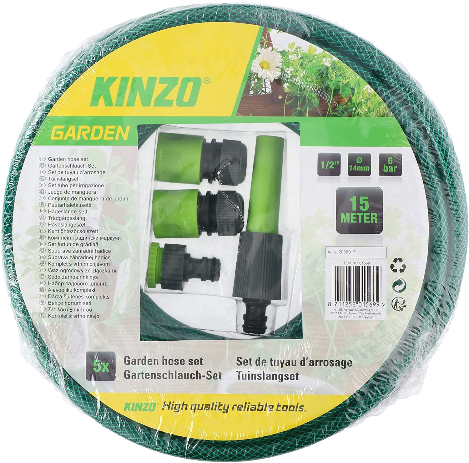 Mangueira 1/2' Ø14mm c/ Adaptadores (15 mts) - KINZO
