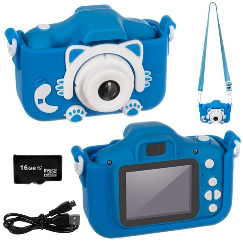 Câmara Fotográfica Infantil c/ Cartão 16GB (Azul) - KRUZZEL