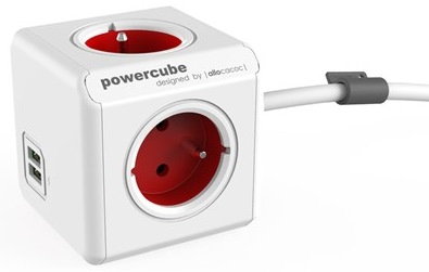 Tomada PowerCube 4x 16A 2x USB (EXTENDED USB) c/ Cabo 1,5 mts - Vermelho