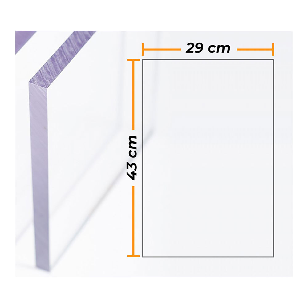 PLACA DE POLICARBONATO TRANSPARENTE 4mm - 29x43cm. - COMPOSSAR