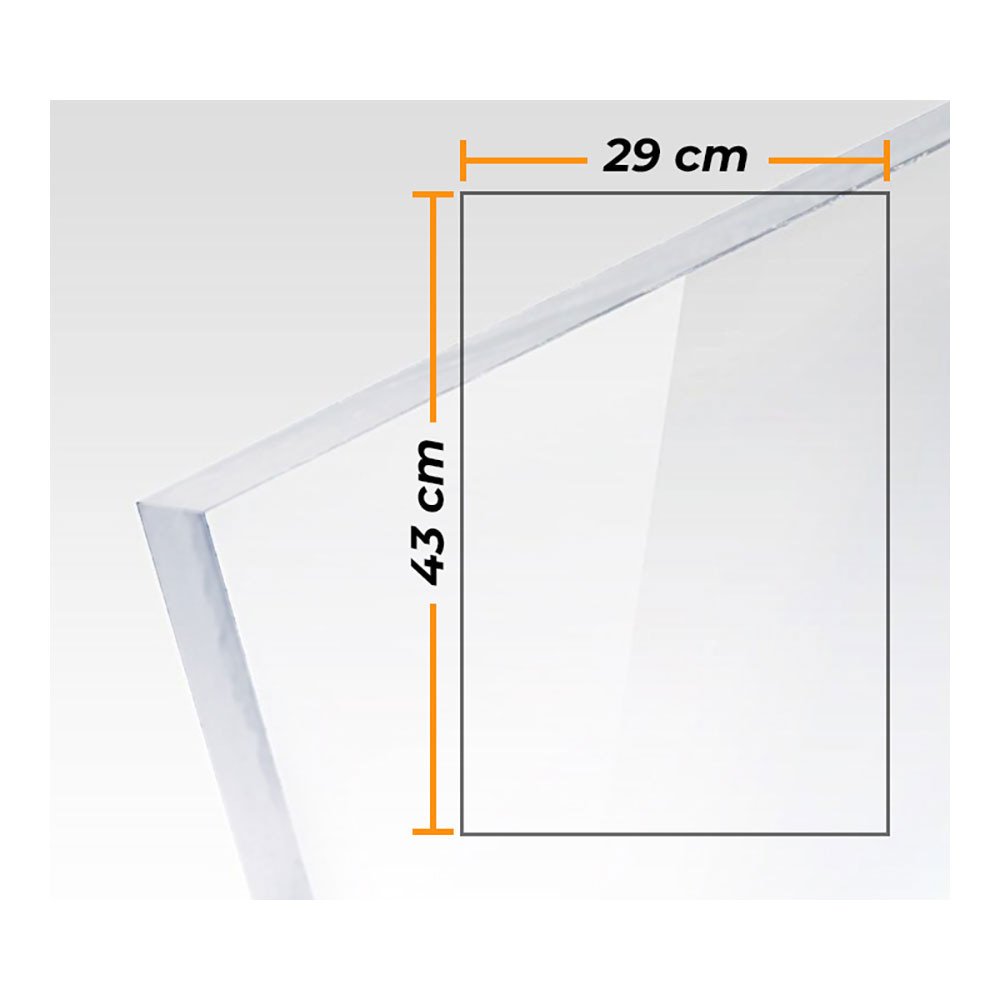 PLACA METACRILATO TRANSPARENTE COLADA 3mm - 29x43cm. - COMPOSSAR