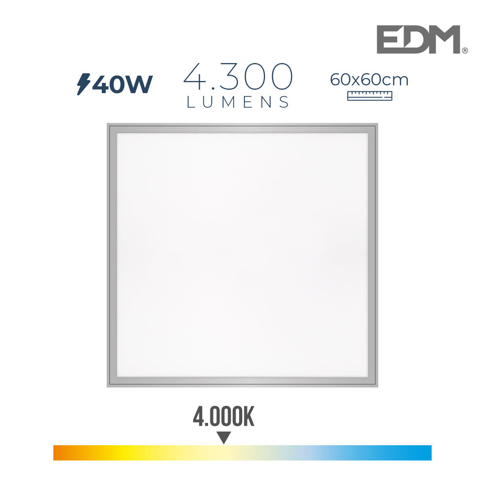 PAINEL DE LED 40W 4300lm RA80 60x60cm 4000K LUZ DO DIA EDM - EDM