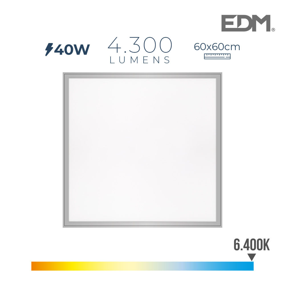 PAINEL DE LED 40W 4300lm RA80 60x60cm 6400K LUZ FRIA EDM - EDM